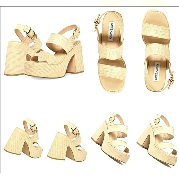 S M Boho Chic Platform 10 Raffia Straw Gypsy Festival Sandals - Picture 1 of 6